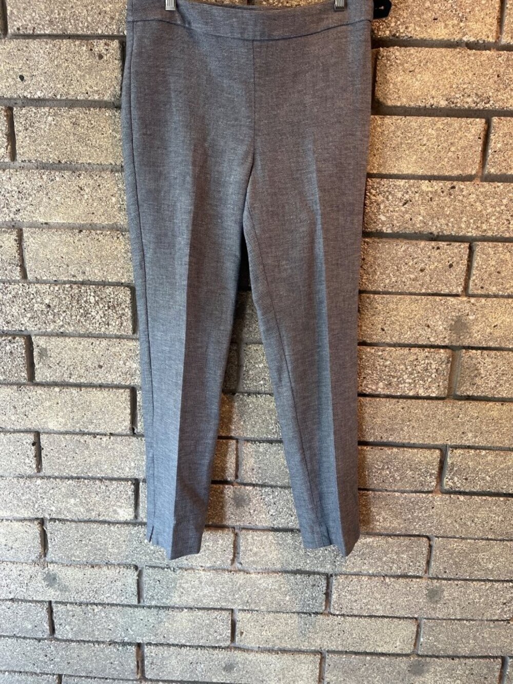 Talbots Womens Gray Slim-Fit Tapered Pants With Side Zipper & Button Closure Per